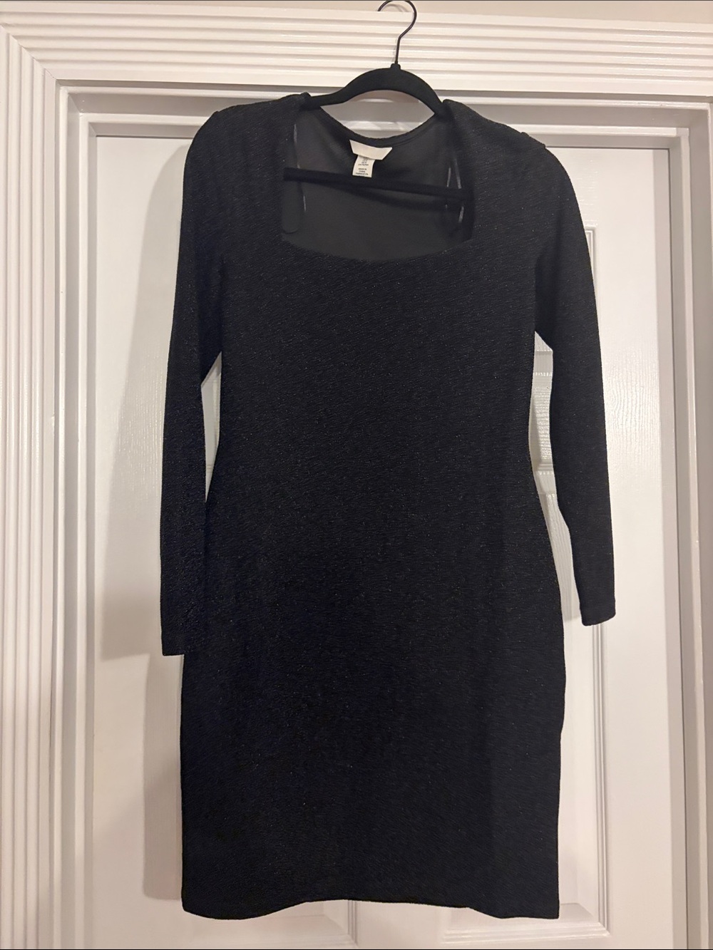 Classic Black Long-Sleeve Women's Dress sparkly